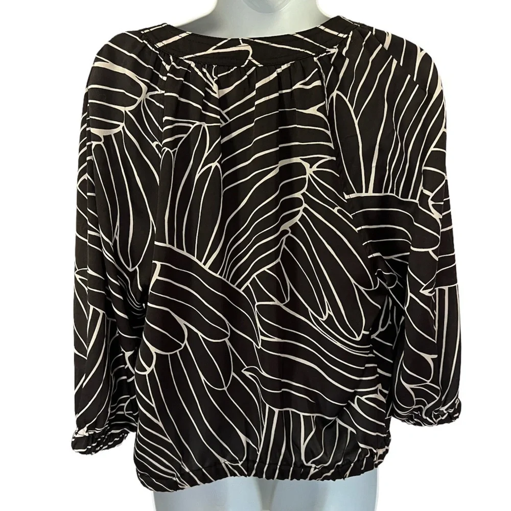 Anthropologie Hei Hei Black and white zip up 3/4 length sleeve jacket size SM
